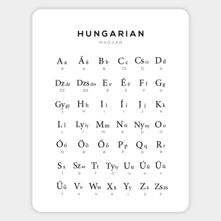 Hungarian Alphabet Chart, Magyar Language Chart, White Magnet